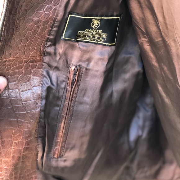 VTG Unisex Vera Pelle Lavorazione 🇮🇹 Croc Embossed Sz M - Picture 10 of 15